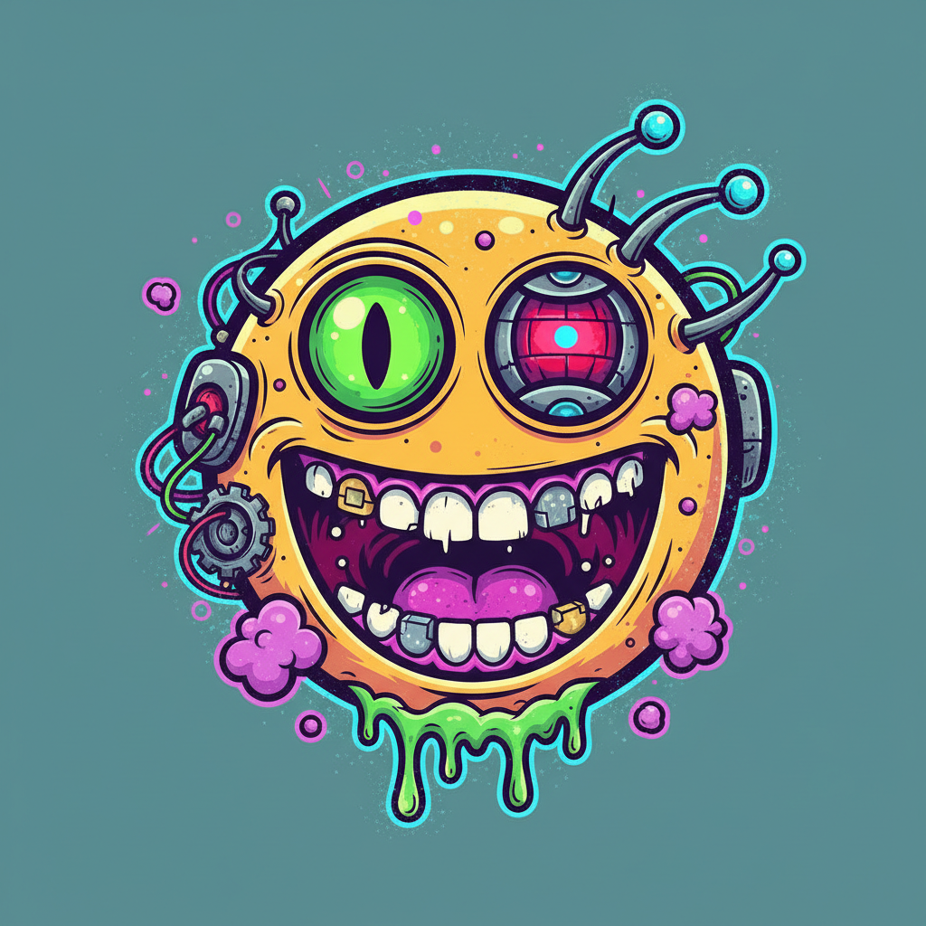Cyberpunk mutant emoji artwork