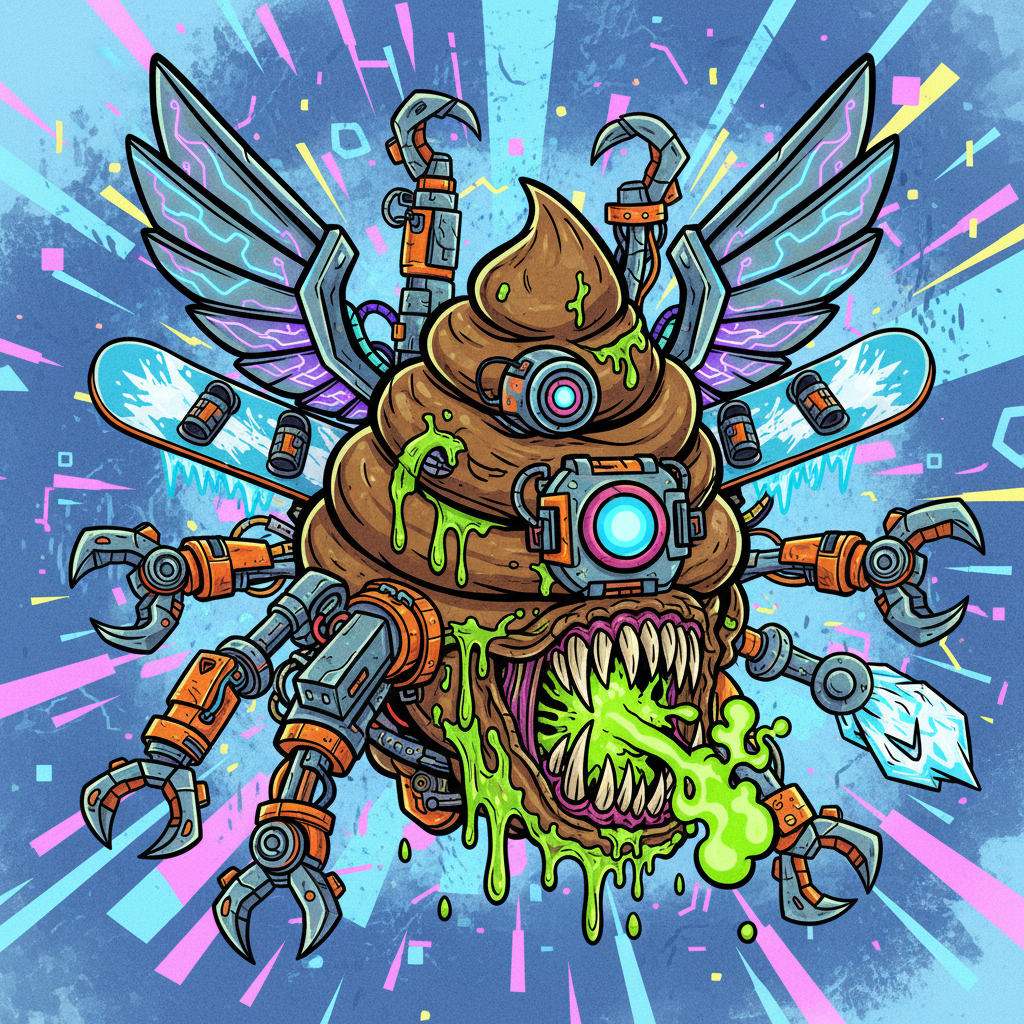 Mechanical mutant poop beast artwork