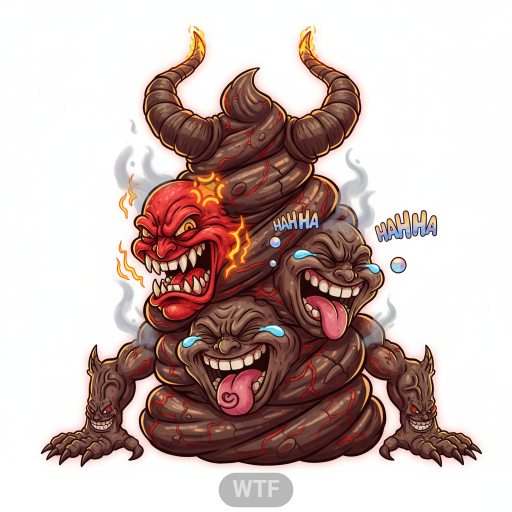 Demonic mutant poop character artwork