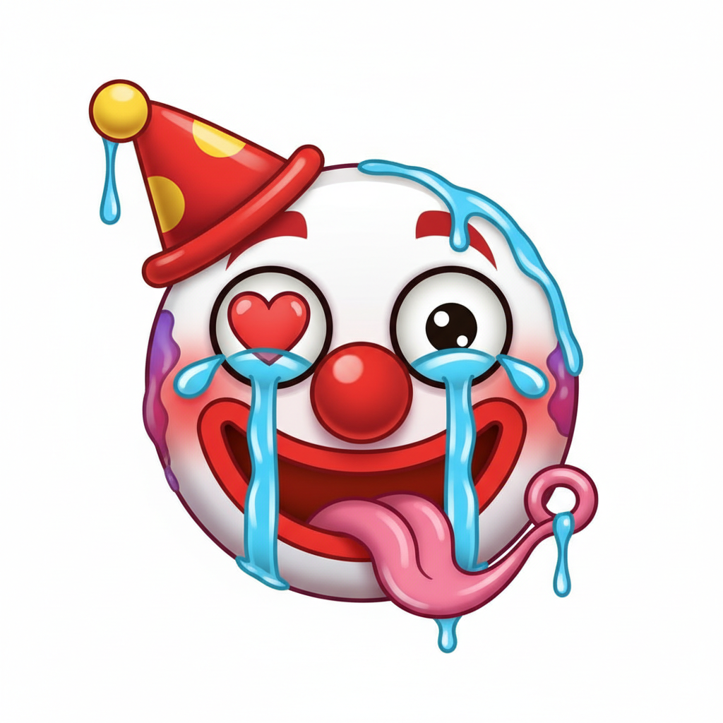 Sad clown mutant emoji artwork